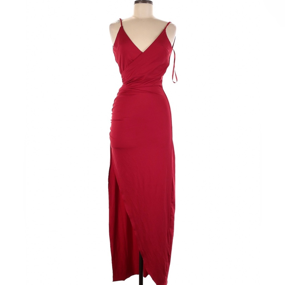 Red Hello Molly maxi Long red Grecian dress slit size 8 women’s medium